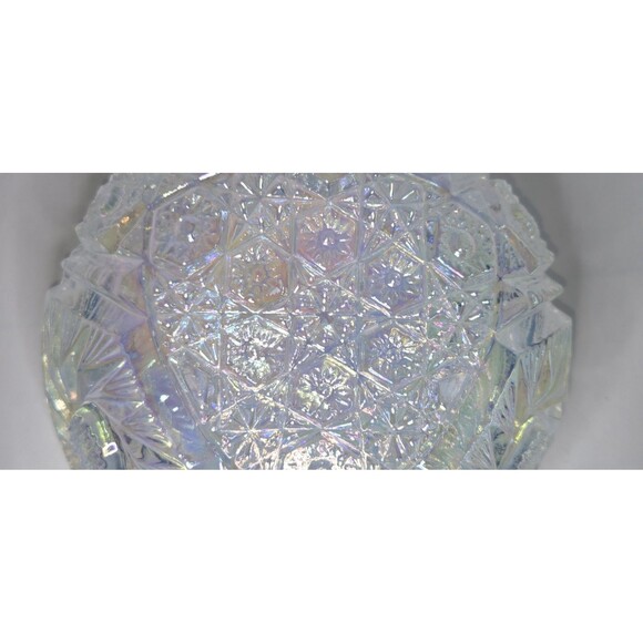 L.E. SMITH  1960s COMET IN THE STARS Clear IRIDESCENT CARNIVAL GLASS BOWL 7.5" - Picture 5 of 10